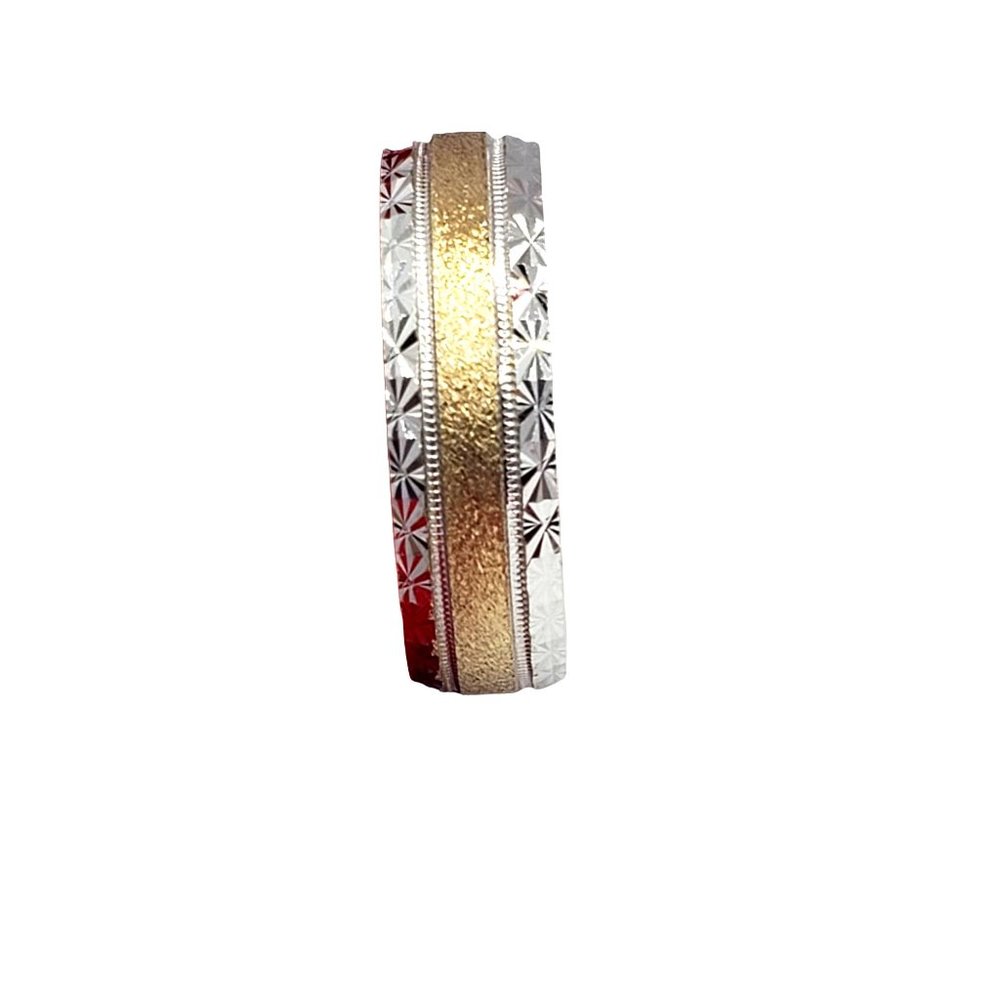 Solid 14K White and Yellow Gold Two Tone Wedding Ring - Picture 7 of 16